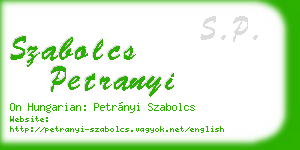 szabolcs petranyi business card